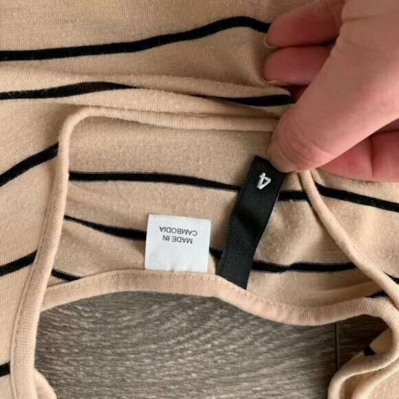 H&M Women's Tank Top Stripes Cropped Sleeveless Taupe Neutral Casual Flowy 4 - Picture 13 of 14